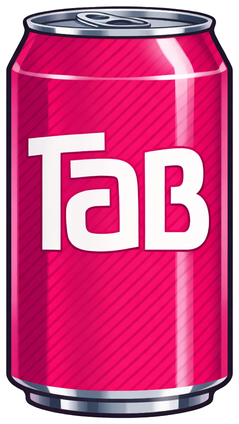 Illustrated pink TaB soda can